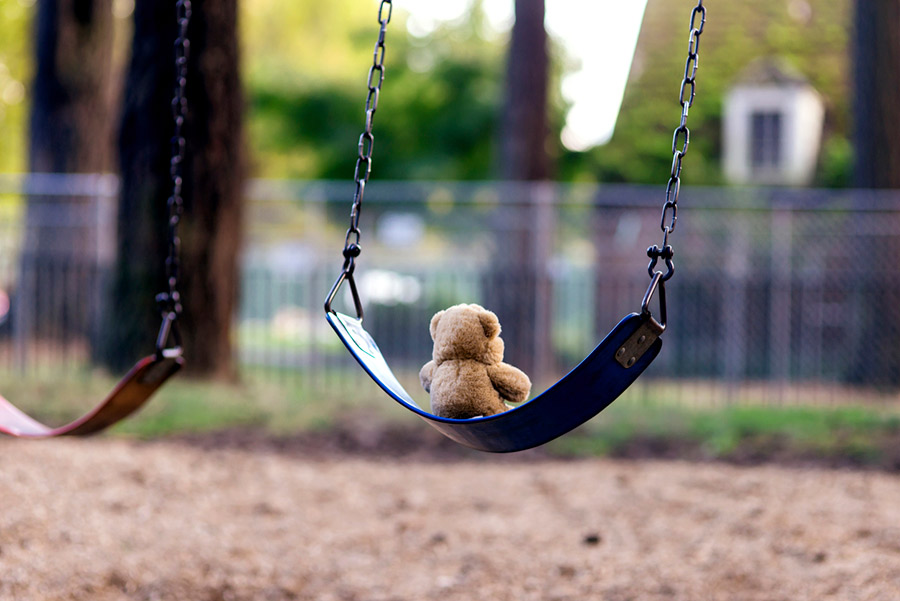 Teddy on a swing